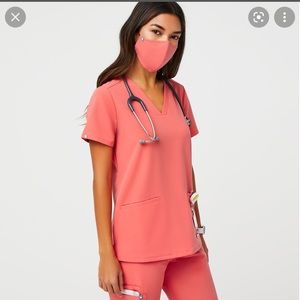 Figs Hot Coral Casma Top